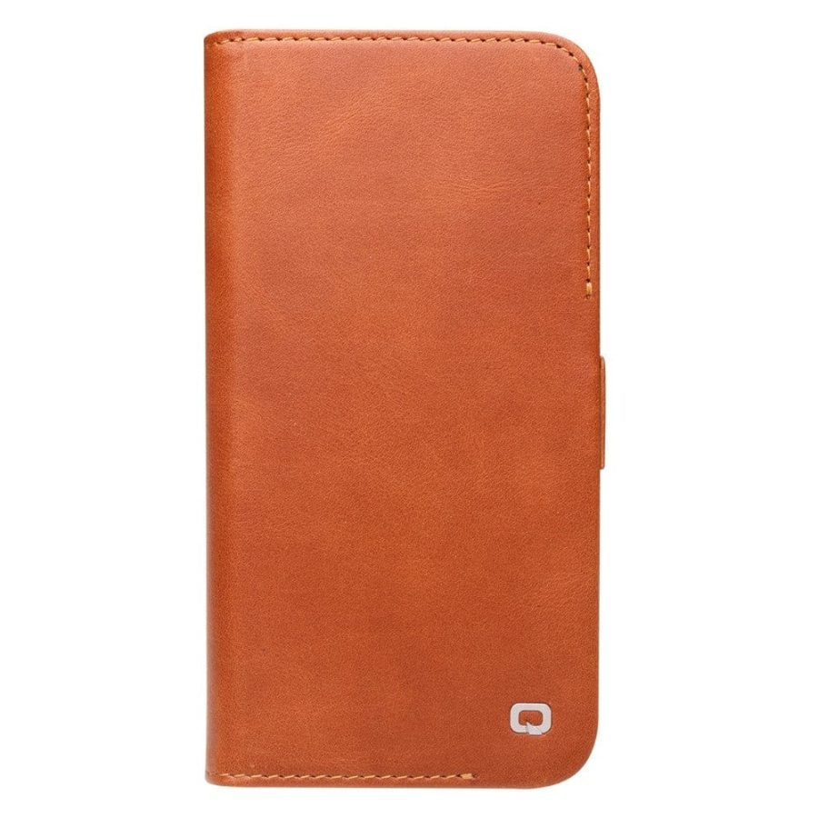 QIALINO For iPhone 14 Pro Case Drop-Proof Business Style Genuine Leather Wallet Magnetic Closure Phone Cover