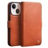 QIALINO For iPhone 14 Case Business Style Genuine Leather Magnetic Closure Flip Phone Cover