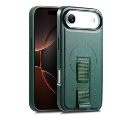 CASENEO For iPhone Air Magnetic Case Wristband PU Leather + PC Shockproof Phone Cover Green by The Case Factory