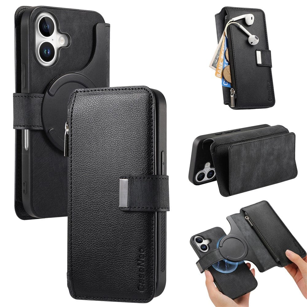 CASENEO MW-02 For iPhone 17 Case Detachable Magnetic Leather Flip Phone Cover Black by The Case Factory