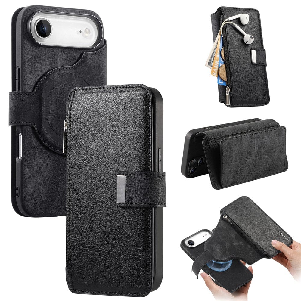 CASENEO MW-02 For iPhone Air Case Detachable Magnetic Leather Flip Phone Cover Black by The Case Factory