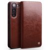 660123780B-1 QIALINO For Samsung Galaxy S23 Wallet Case Waxy Genuine Leather Flip Phone Cover