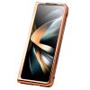 660123786A-4 QIALINO for Samsung Galaxy Z Fold4 Electroplating Case Leather Back Cover with Tempered Glass Window
