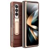 660123786B-1 QIALINO for Samsung Galaxy Z Fold4 Electroplating Case Leather Back Cover with Tempered Glass Window