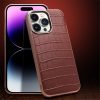 660143201A-3 QIALINO for iPhone 14 Pro Case Shockproof Crocodile Texture Genuine Leather Cover | Compatible with MagSafe