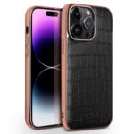 QIALINO for iPhone 14 Pro Max Case Shockproof Crocodile Texture Genuine Leather Cover | Compatible with MagSafe