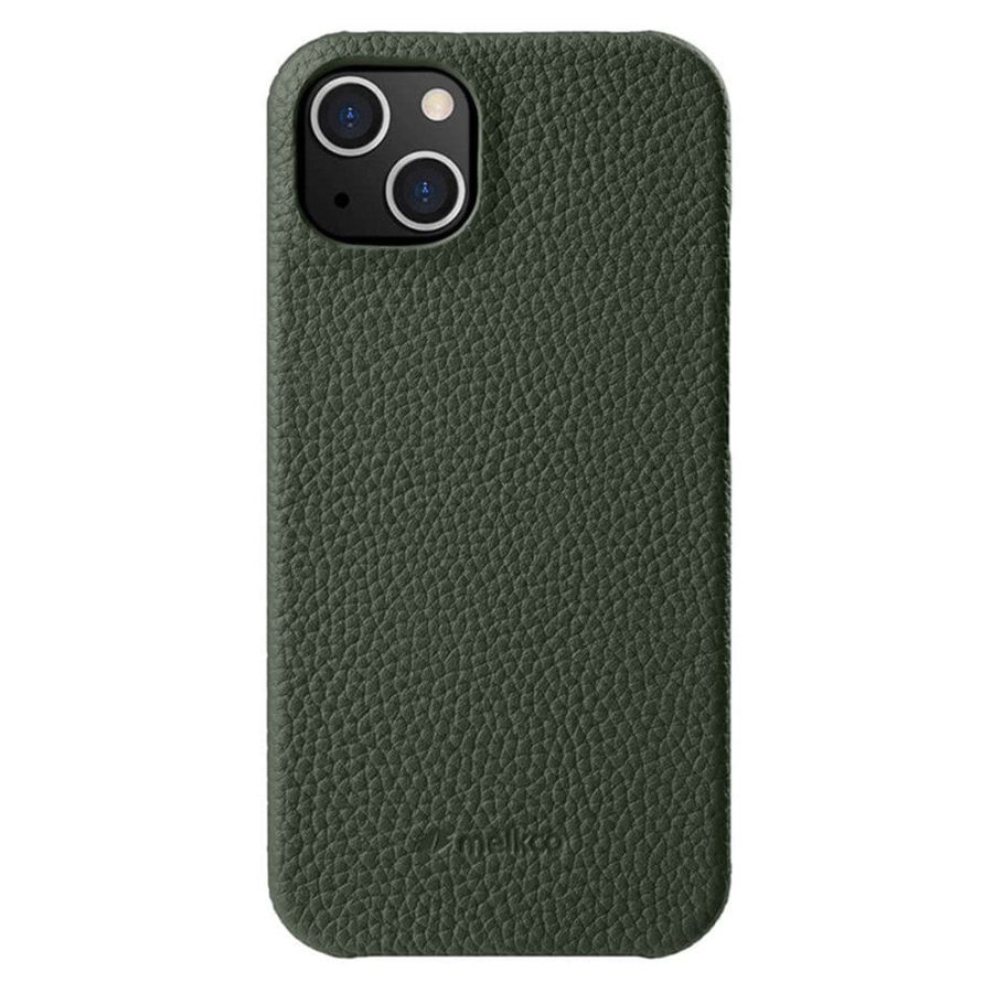 MELKCO For iPhone 14 Case Genuine Leather Phone Cover