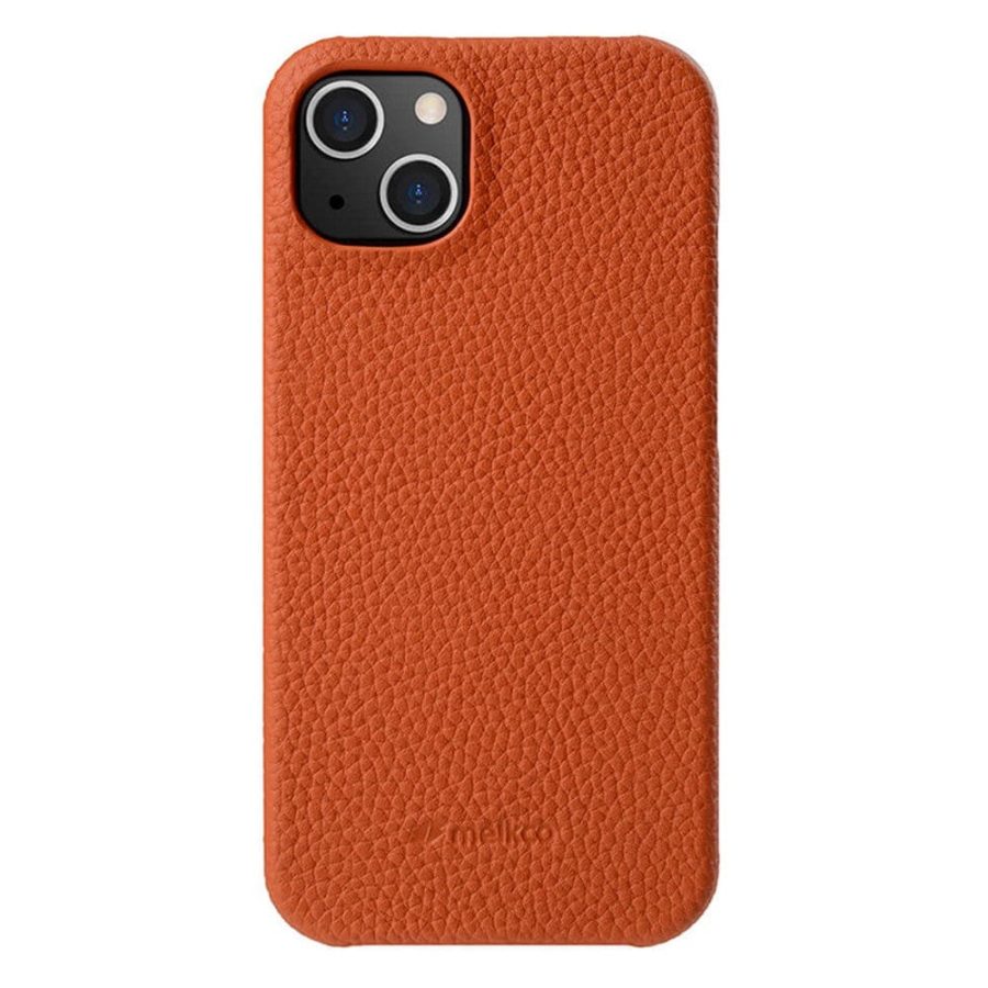 MELKCO For iPhone 14 Case Genuine Leather Phone Cover