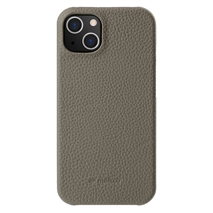 MELKCO For iPhone 14 Case Genuine Leather Phone Cover