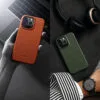 MELKCO For iPhone 14 Pro Case Genuine Leather Phone Cover