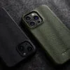 MELKCO For iPhone 14 Pro Case Genuine Leather Phone Cover