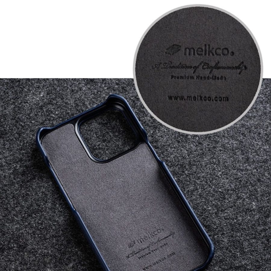 MELKCO For iPhone 14 Pro Case Genuine Leather Phone Cover