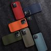 660151205A-7 MELKCO For iPhone 14 Pro Case Genuine Leather Phone Cover