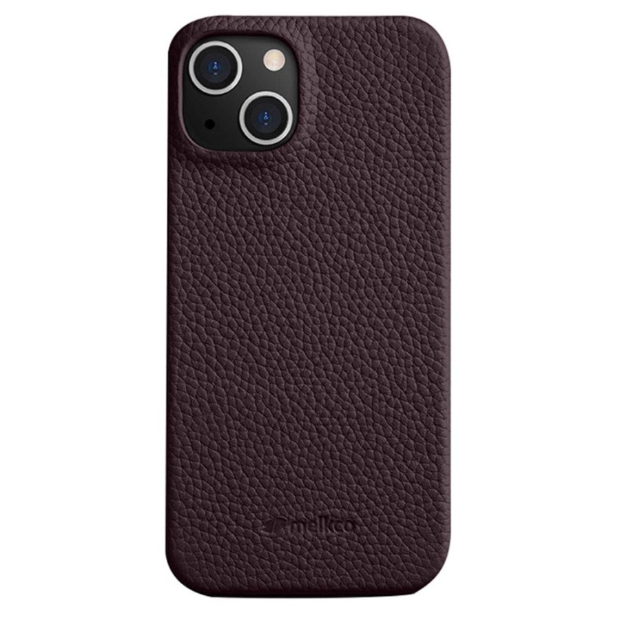 MELKCO For iPhone 14 Plus Case Genuine Leather Phone Cover