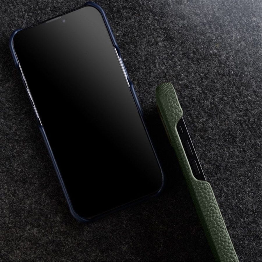 MELKCO For iPhone 14 Pro Max Case Full-Wrap Genuine Leather Premium Phone Cover | Compatible with MagSafe