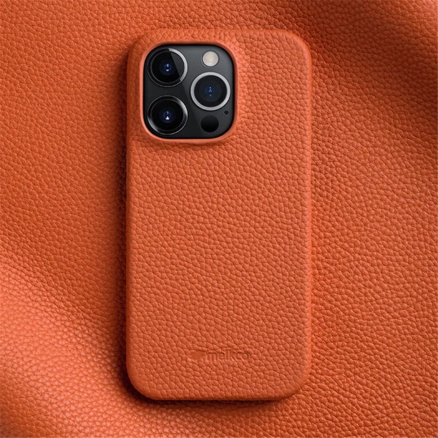 MELKCO For iPhone 13 Pro Case Genuine Leather Phone Cover