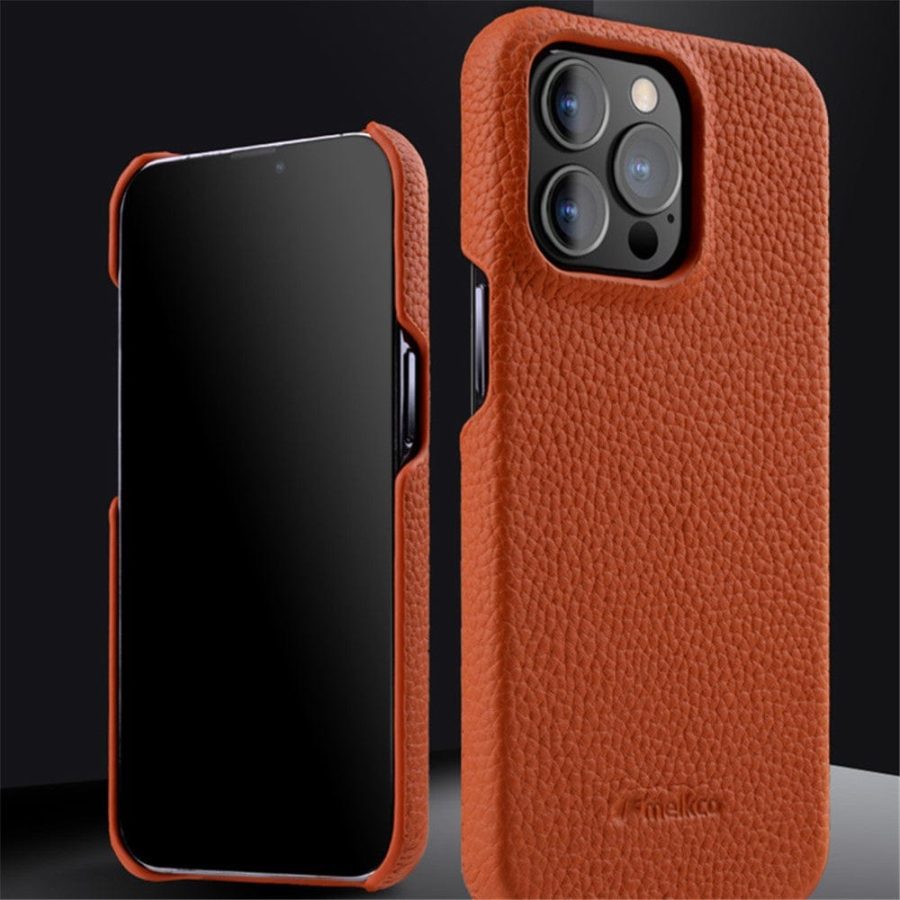 MELKCO For iPhone 13 Pro Case Genuine Leather Phone Cover