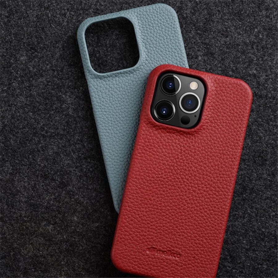 MELKCO For iPhone 13 Pro Case Genuine Leather Phone Cover