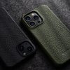 660151259A-5 MELKCO For iPhone 13 Pro Max Case Genuine Leather Phone Cover