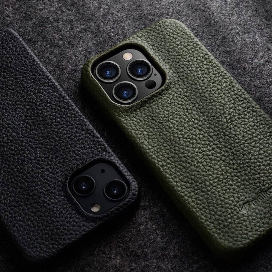 660151259A-5 MELKCO For iPhone 13 Pro Max Case Genuine Leather Phone Cover