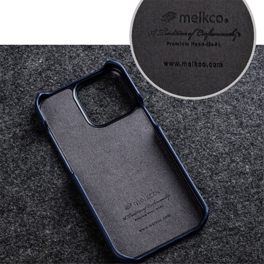 660151259A-7 MELKCO For iPhone 13 Pro Max Case Genuine Leather Phone Cover