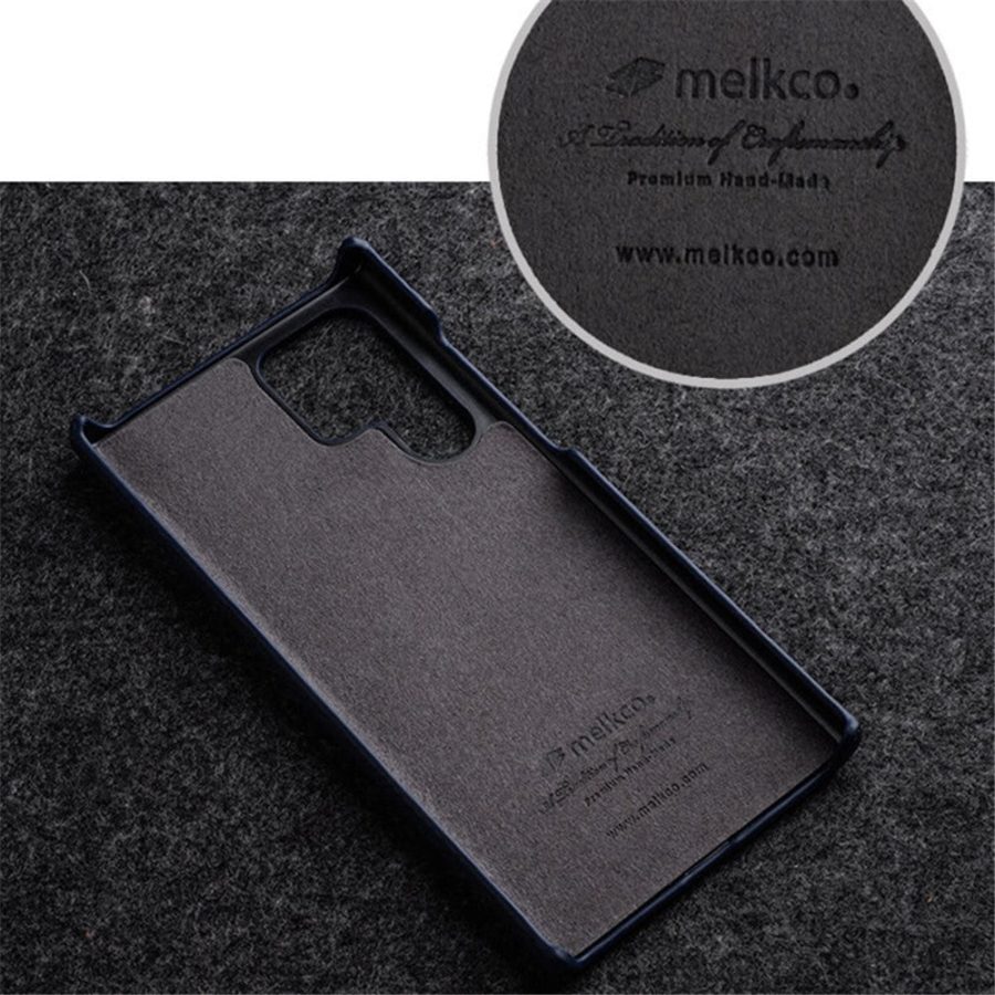 660151262A-3 MELKCO For Samsung Galaxy S23 Ultra Case Premium Genuine Leather Open Edge Phone Cover