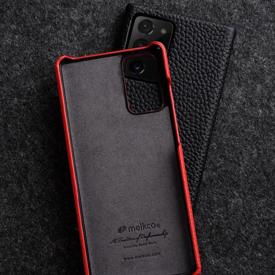 660151262A-4 MELKCO For Samsung Galaxy S23 Ultra Case Premium Genuine Leather Open Edge Phone Cover