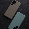 660151262A-5 MELKCO For Samsung Galaxy S23 Ultra Case Premium Genuine Leather Open Edge Phone Cover
