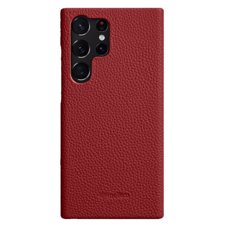 660151262C-1 MELKCO For Samsung Galaxy S23 Ultra Case Premium Genuine Leather Open Edge Phone Cover