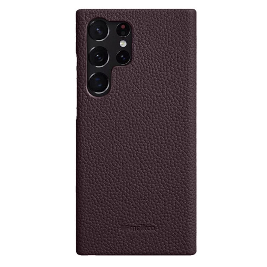 660151262G-1 MELKCO For Samsung Galaxy S23 Ultra Case Premium Genuine Leather Open Edge Phone Cover