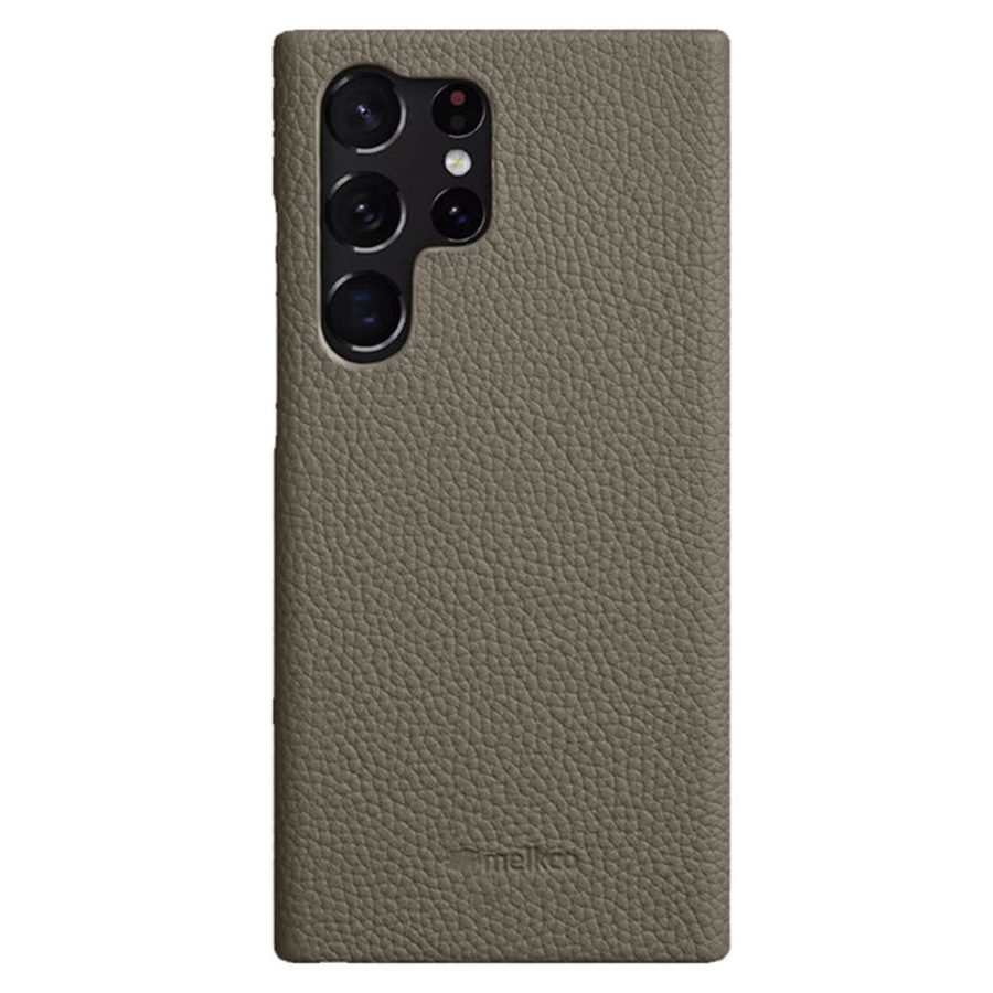 660151262H-1 MELKCO For Samsung Galaxy S23 Ultra Case Premium Genuine Leather Open Edge Phone Cover
