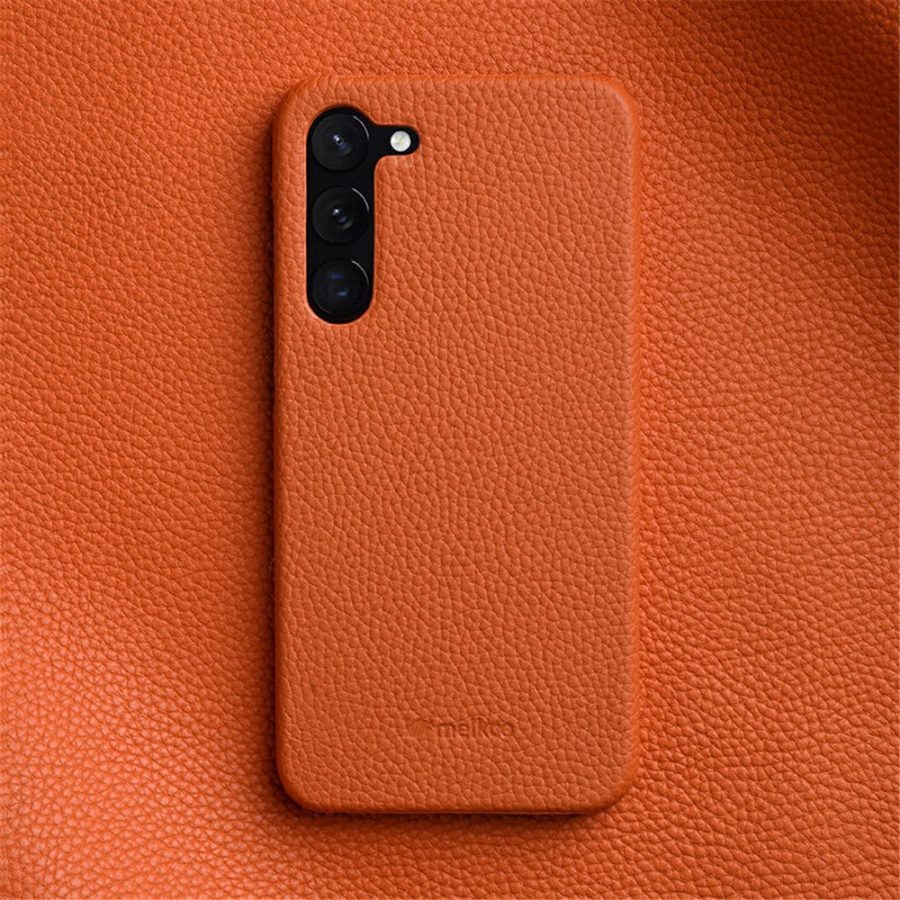 660151263A-3 MELKCO For Samsung Galaxy S23 Case Premium Genuine Leather Open Edge Phone Cover