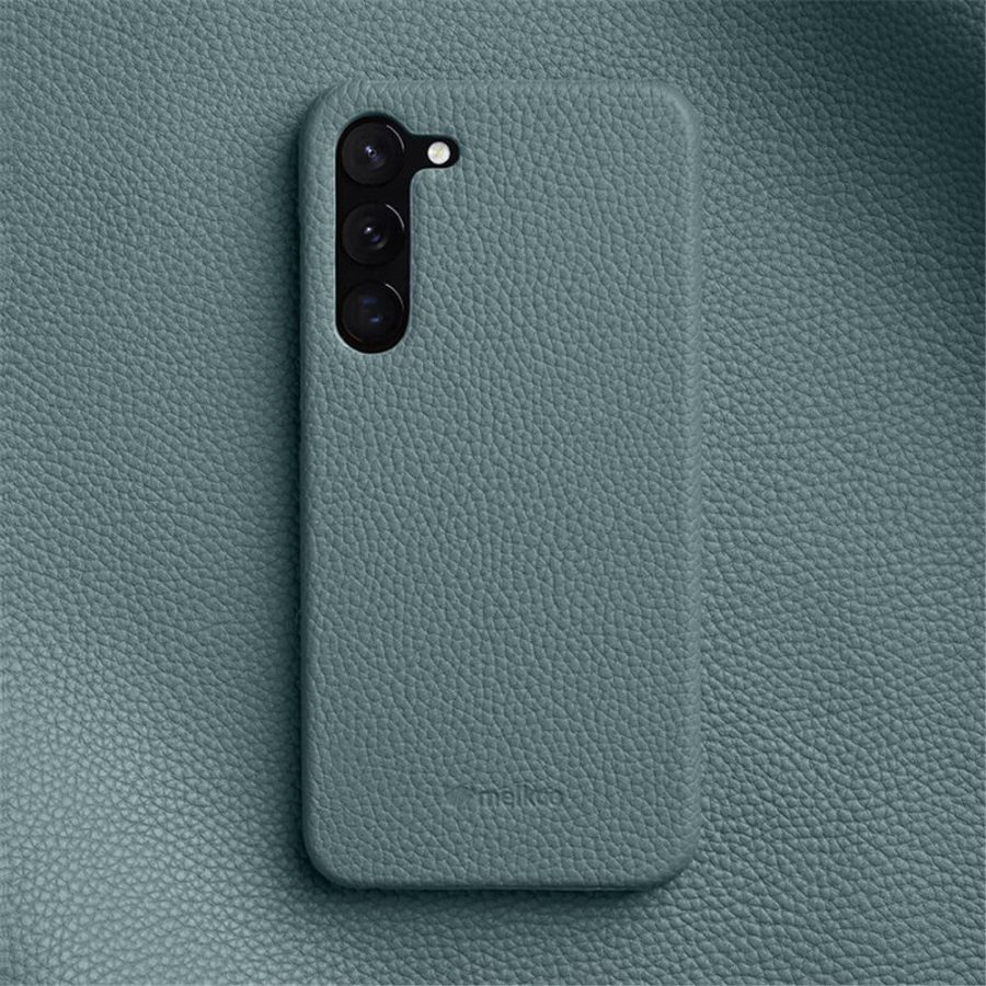 660151264A-2 MELKCO For Samsung Galaxy S23+ Case Premium Genuine Leather Open Edge Phone Cover