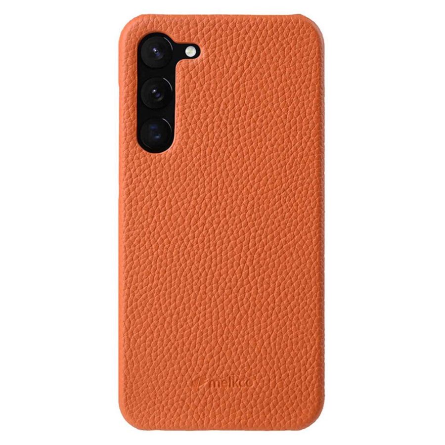 MELKCO For Samsung Galaxy S22 Case Premium Genuine Leather Open Edge Phone Cover
