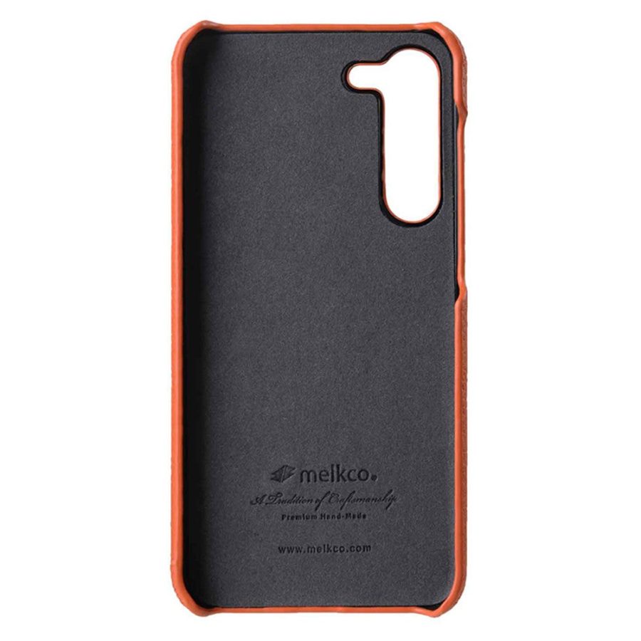 MELKCO For Samsung Galaxy S22 Case Premium Genuine Leather Open Edge Phone Cover