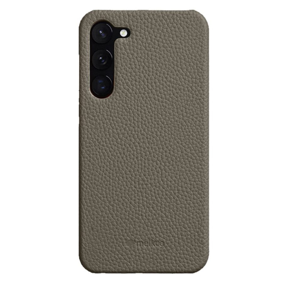 MELKCO For Samsung Galaxy S22 Case Premium Genuine Leather Open Edge Phone Cover