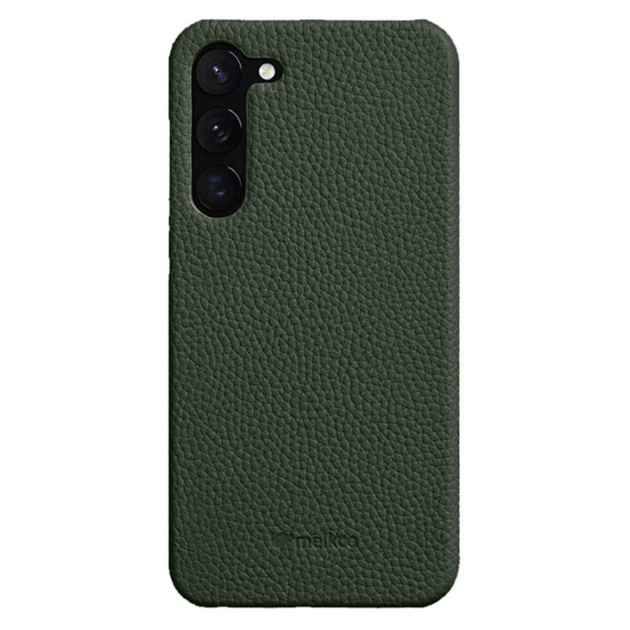 MELKCO For Samsung Galaxy S22+ Case Premium Genuine Leather Open Edge Phone Cover