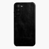 660151288A-1 MELKCO For Samsung Galaxy S23 Case Waxy Genuine Leather Open Edge Phone Cover