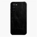 MELKCO For Samsung Galaxy S23 Case Waxy Genuine Leather Open Edge Phone Cover