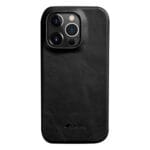 MELKCO For iPhone 14 Pro Max Case Waxy Genuine Leather Phone Cover