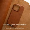 MELKCO For iPhone 14 Pro Max Case Waxy Genuine Leather Phone Cover