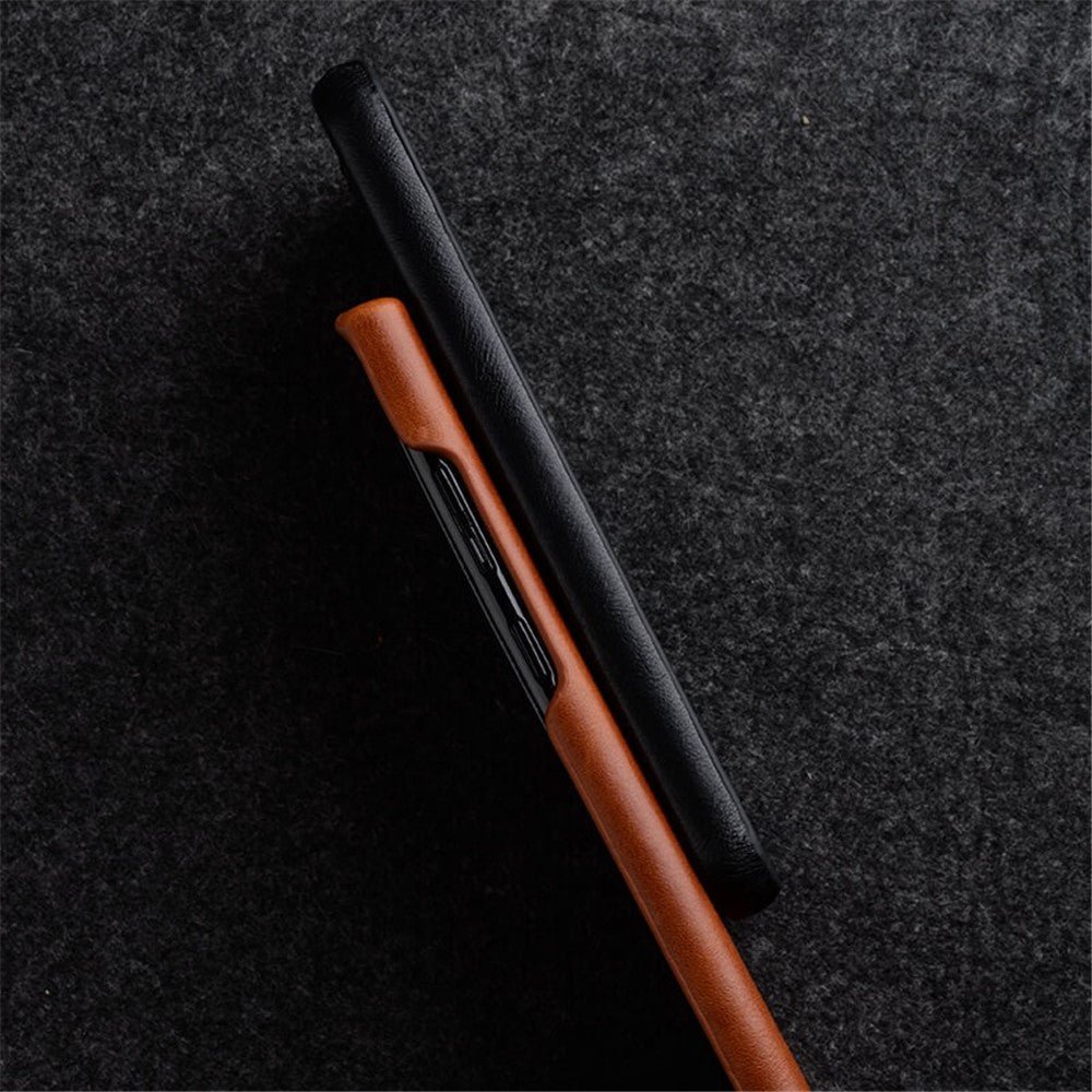 MELKCO For Samsung Galaxy S22 Ultra Case Waxy Genuine Leather Open Edge Phone Cover - Image 2