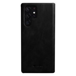 MELKCO For Samsung Galaxy S23 Ultra Case Waxy Genuine Leather Open Edge Phone Cover