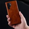 MELKCO For Samsung Galaxy S23 Ultra Case Waxy Genuine Leather Open Edge Phone Cover