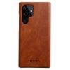 MELKCO For Samsung Galaxy S23 Ultra Case Waxy Genuine Leather Open Edge Phone Cover