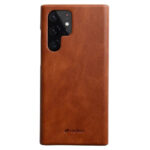 MELKCO For Samsung Galaxy S23 Ultra Case Waxy Genuine Leather Open Edge Phone Cover