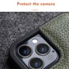 MELKCO For iPhone 13 Pro Max Case Genuine Leather Coated Phone Cover