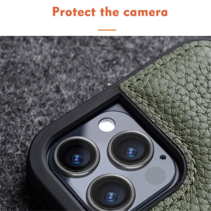 MELKCO For iPhone 13 Pro Max Case Genuine Leather Coated Phone Cover