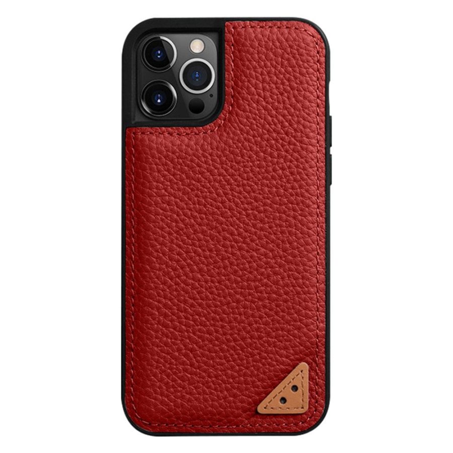 MELKCO For iPhone 13 Pro Max Case Genuine Leather Coated Phone Cover