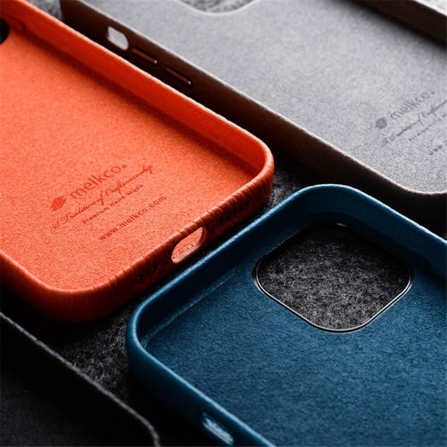 MELKCO For iPhone 13 Pro Max Case Premium Genuine Leather Phone Cover